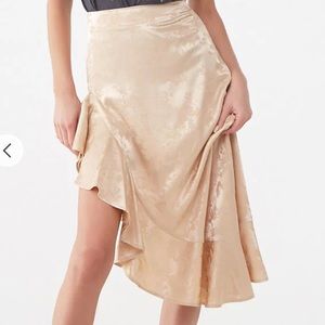Satin Flounce Midi Skirt